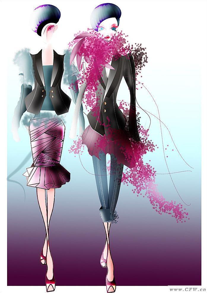 电脑绘制服装效果图-女装设计-服装设计